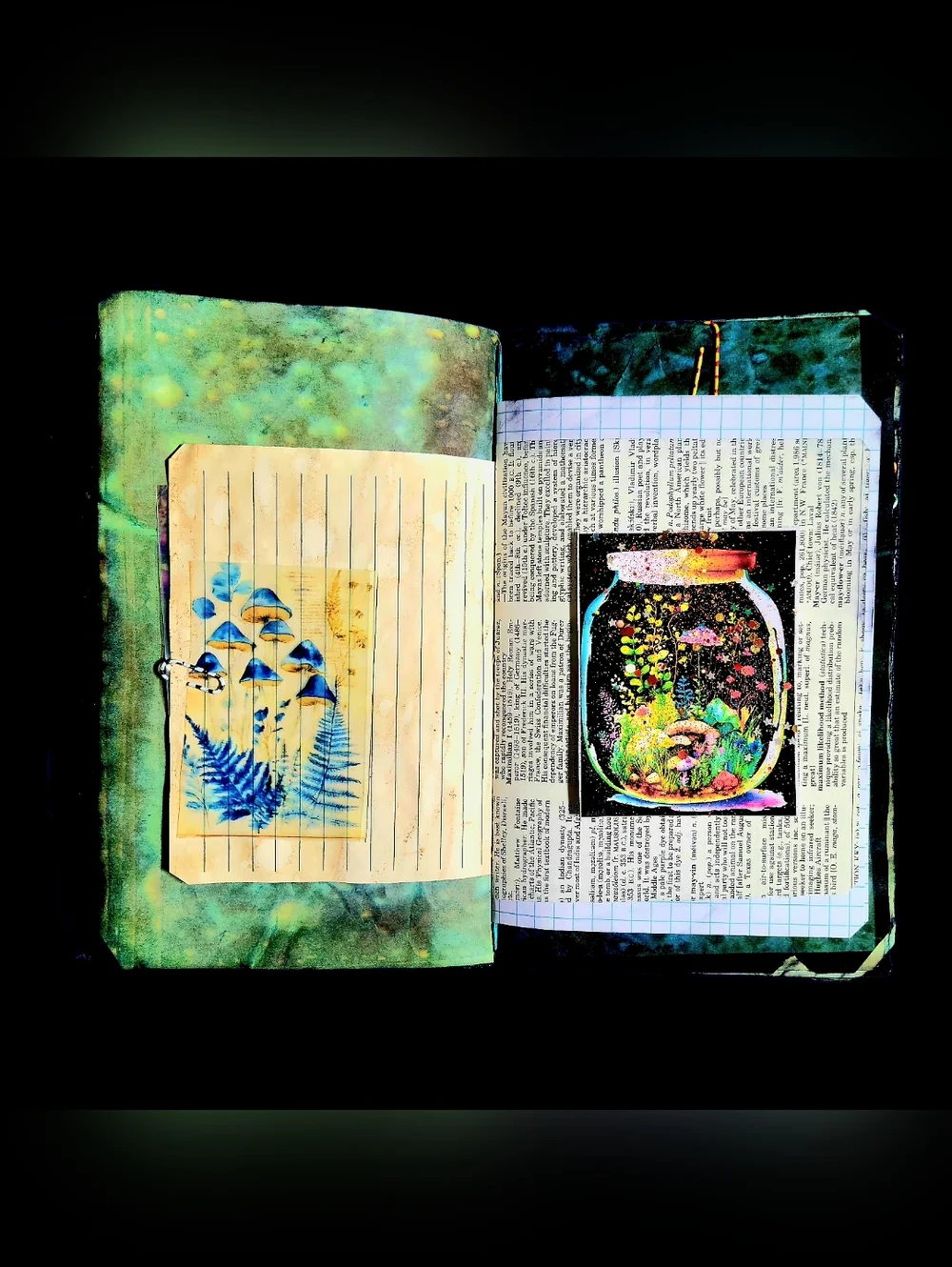 Fairy Mushroom Nature Handmade Junk/Creative Journal Vivid FluffyTextured Book